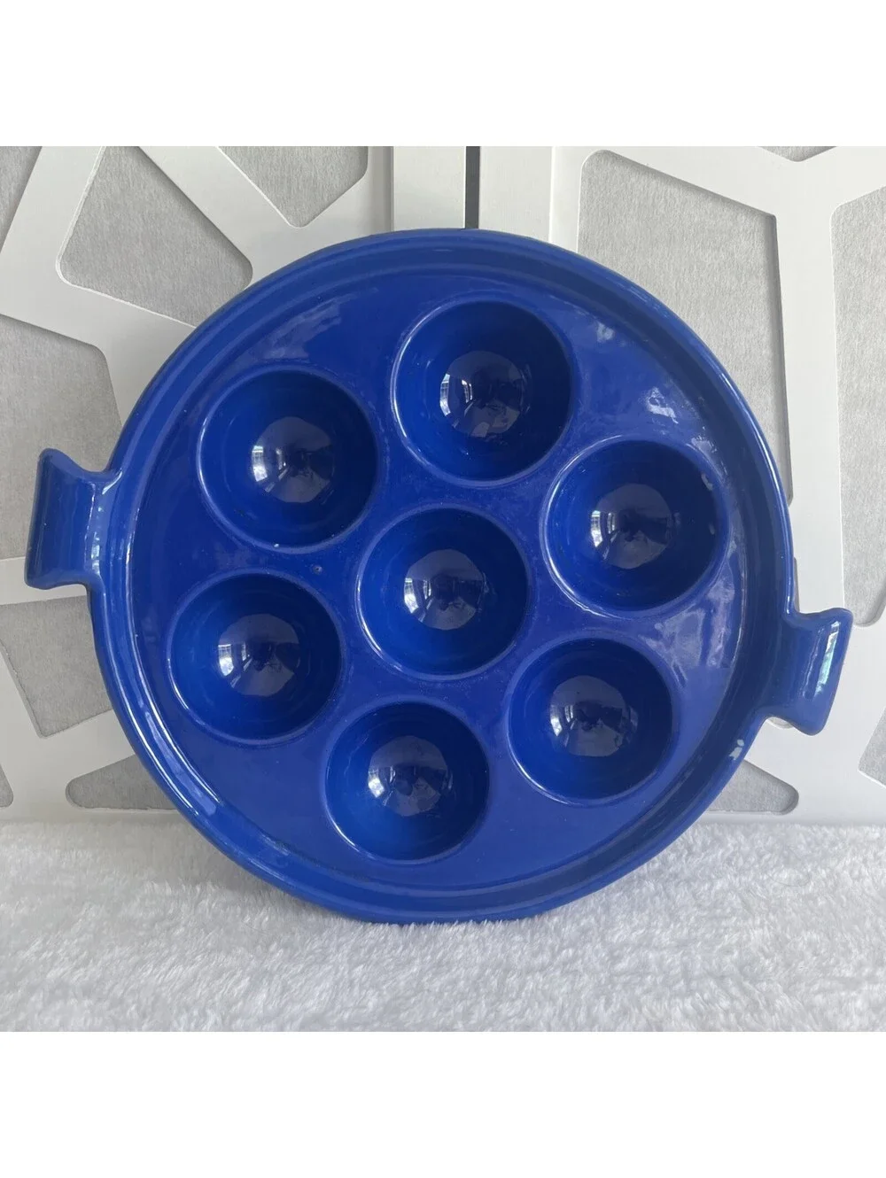 RARE VINTAGE MCM! Copco Denmark Blue Enamel Michael Lax Aebleskiver Pan